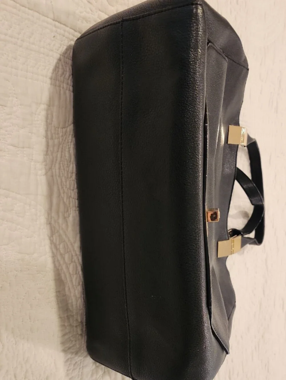 Ann Taylor Black Satchel with Gold Hardware